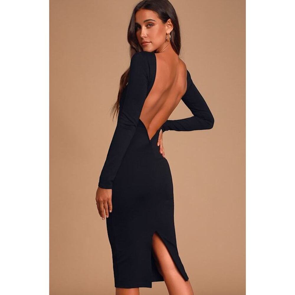 Lulus Va Va Voom Black Backless Midi Dress - Size M